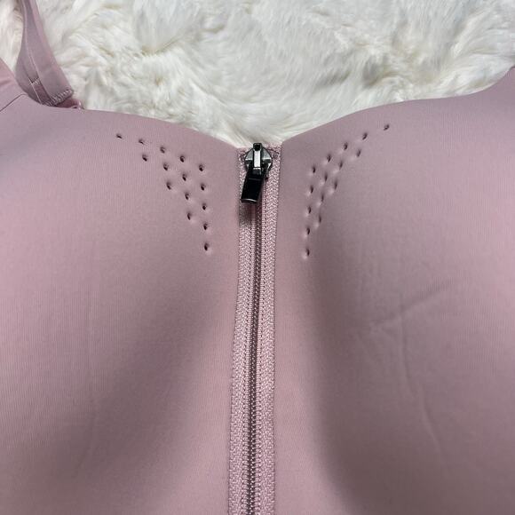 Victoria’s Secret Pink Featherweight Max Sports Bra Zip Front Strappy Back 34DD - Picture 3 of 9